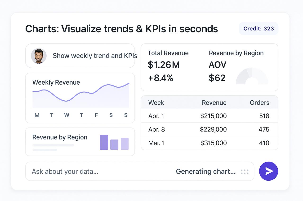 Instantly visualize trends, patterns, and KPIs