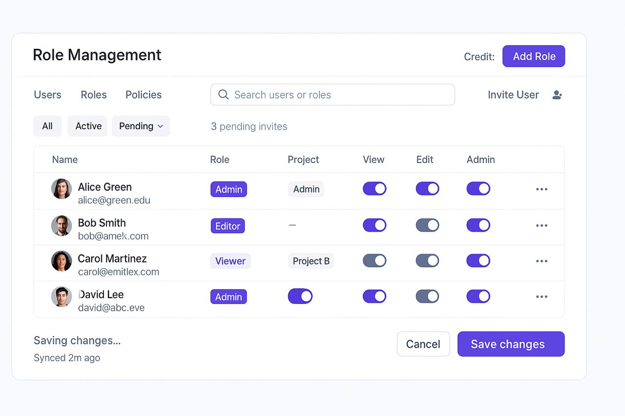 Permissions by department and project